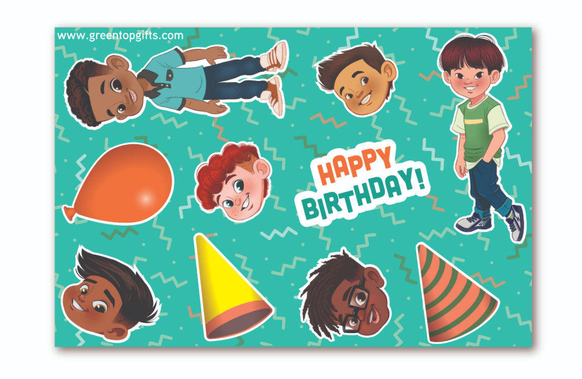Happy Birthday Sticker Sheet - Multicultural Boy